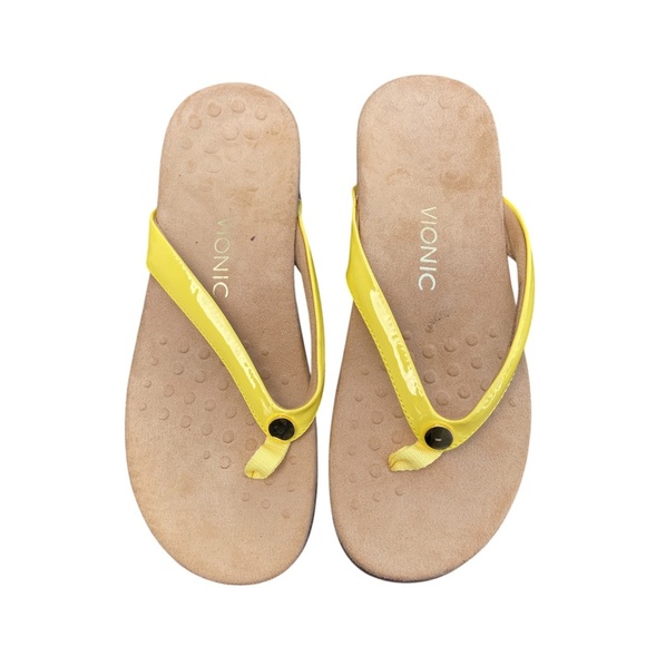 Vionic Yellow Tan Sandals with Cork-Like Sole - Picture 1 of 4